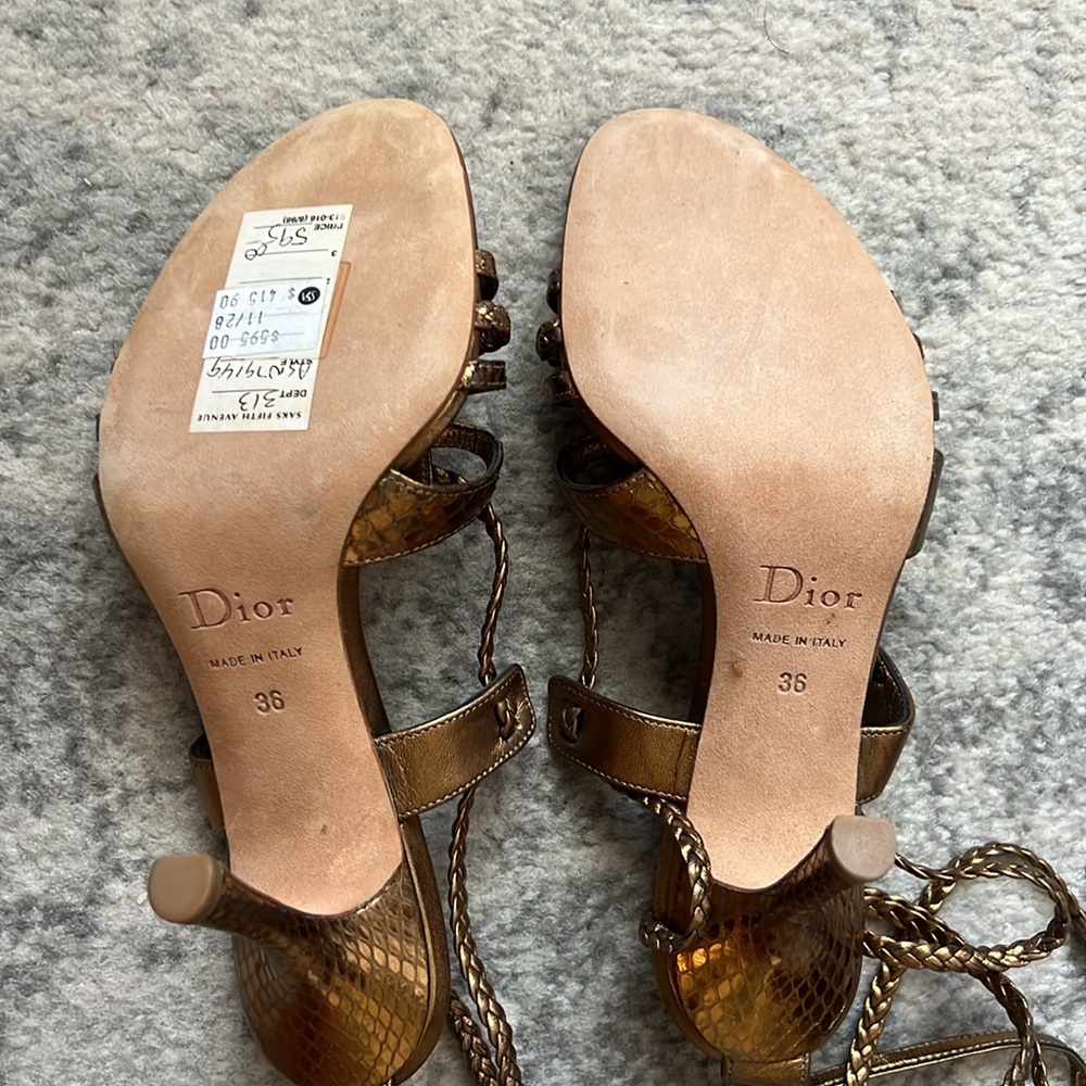 DIOR Gold/Bronze Metallic Strappy Heels Sz 36 - Picture 6 of 7